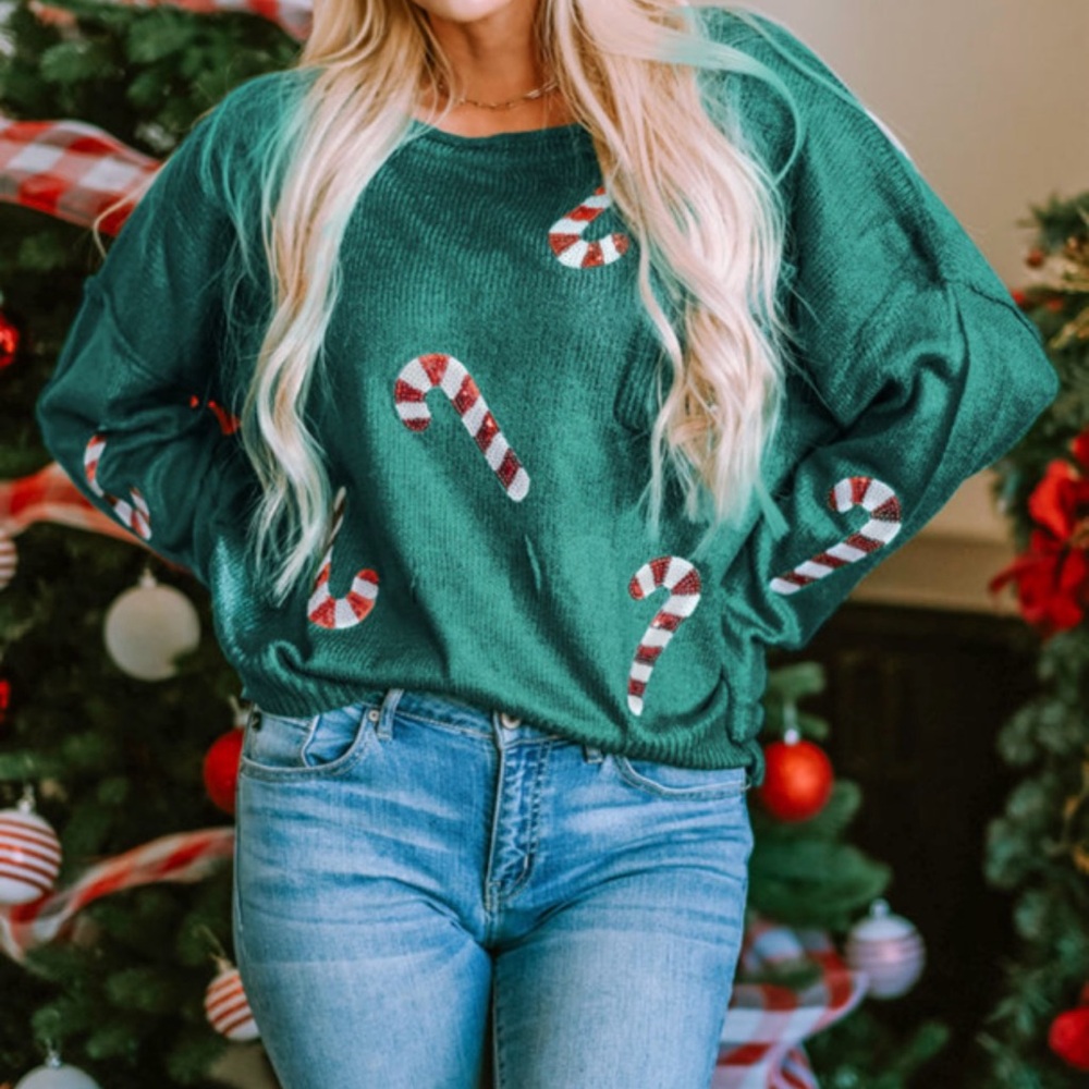Candy cane lightweight sweater top.LAST ONE!